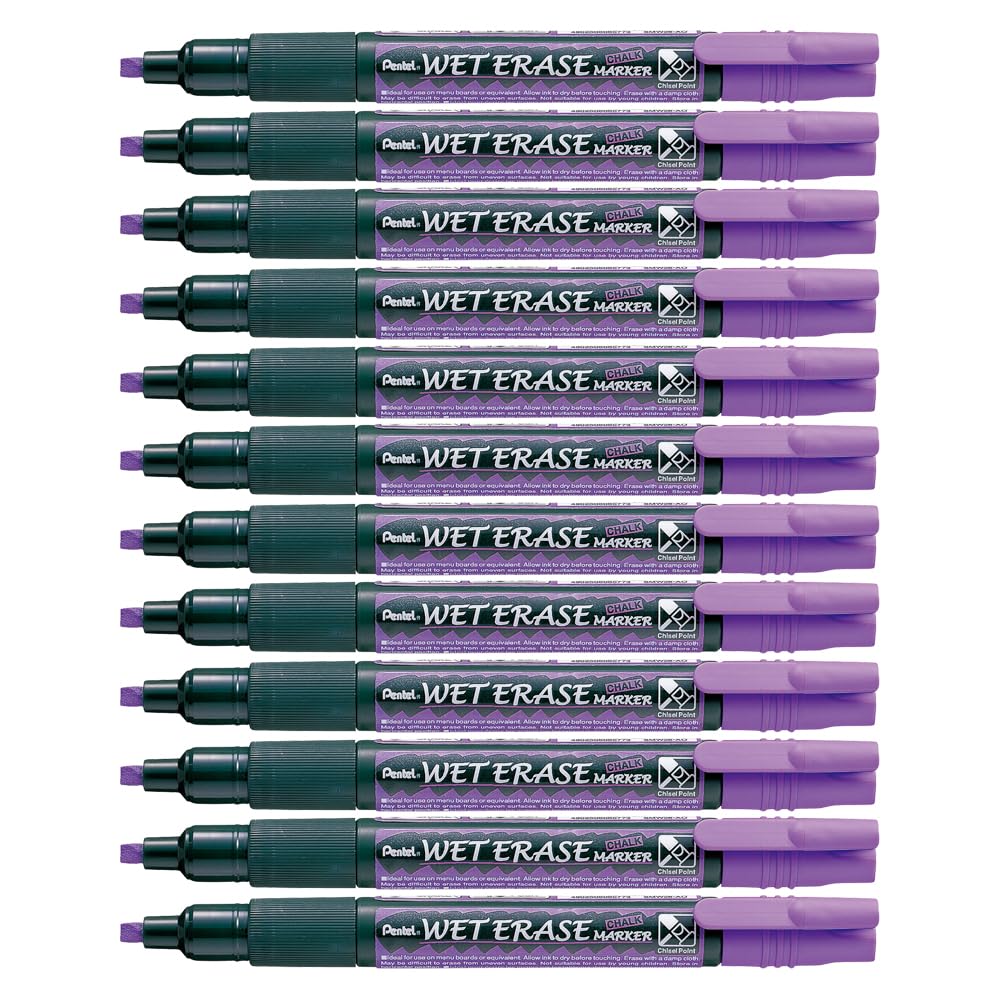 Pentel Wet Erase Chalk Marker Medium Tip - Violet (Pack of 12), SMW26-VO