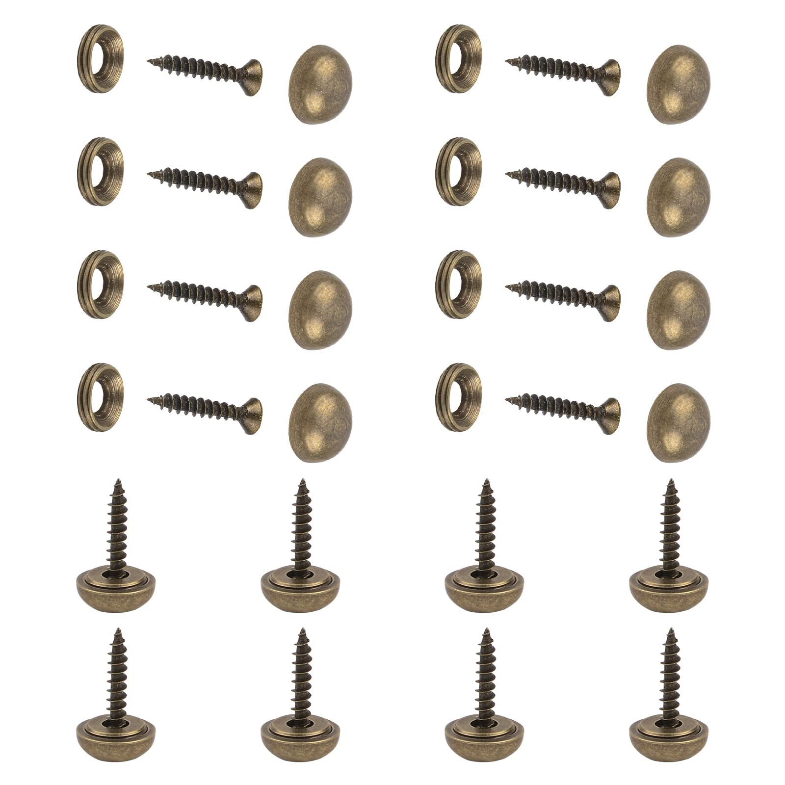 INCREWAY Decorative Brass Mirror Screws - 16pcs with Dome and Washers (15mm) — image 1