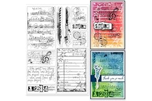 GLOBLELAND Vintage Frame Music Note Clear Stamps 5.9x8.3inch Retro Stain Background Embossing Stamp Silicone Clear Stamps Seal for DIY Scrapbooking and Card Making Paper Craft Decor