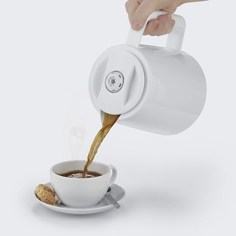 Cafetière Filtre Isotherme Duo, 2 X 1000 W, Jusqu'à 2L soit 16 tasses, 2 verseuses isothermes, 2 filtres pivotants, Blanc, KA 9314