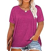 Plus Size Summer T Shirts Women Tops Short Sleeve Round Neck Casual Loose Fit Tee Tshirts Tunic