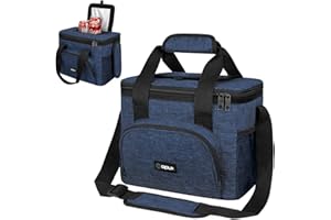 OPUX Soft Cooler Bag, Insulated Collapsible Lunch Cooler Bag for Men Work Camping Beach Travel, Portable Soft Sided Leakproof Waterproof Large Lunch Bag Box with Shoulder Strap 18 Cans, Heather Navy