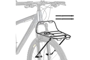 PINNAMAX Bike Front Rack - Front Bicycle Cargo Rack with Struts - Front Mount Aluminium Pizza Rack Bike Rack for Mountain, Gravel,Touring Bikes