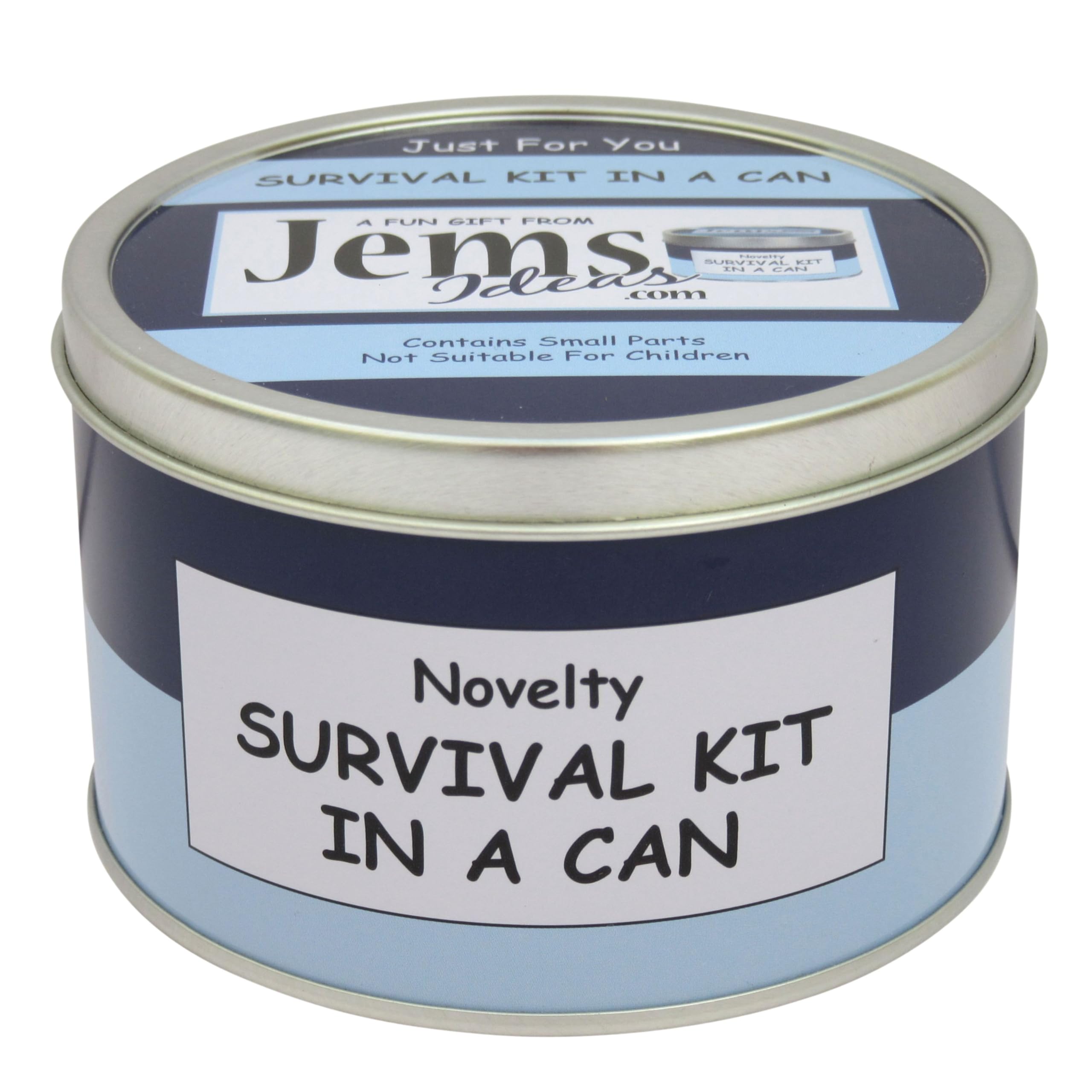 Survival Kit In A Can Retirement Gift - Novelty Fun Happy Retirement gifts for Male & Female. Humorous Leaving Present For Men or Women. Friend Work Colleague Boss. Gift Set & Card. (Blue/Navy)