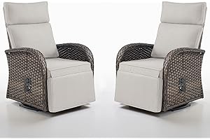 Belord Dual-Adjust Outdoor Swivel Recliner Chair – Reclining Patio Chair with Adjustable Backrest and Footrest, All-Weather Wicker Chaise Lounge Chair Outdoor for Pool Deck Brown (Upgraded 2.0)