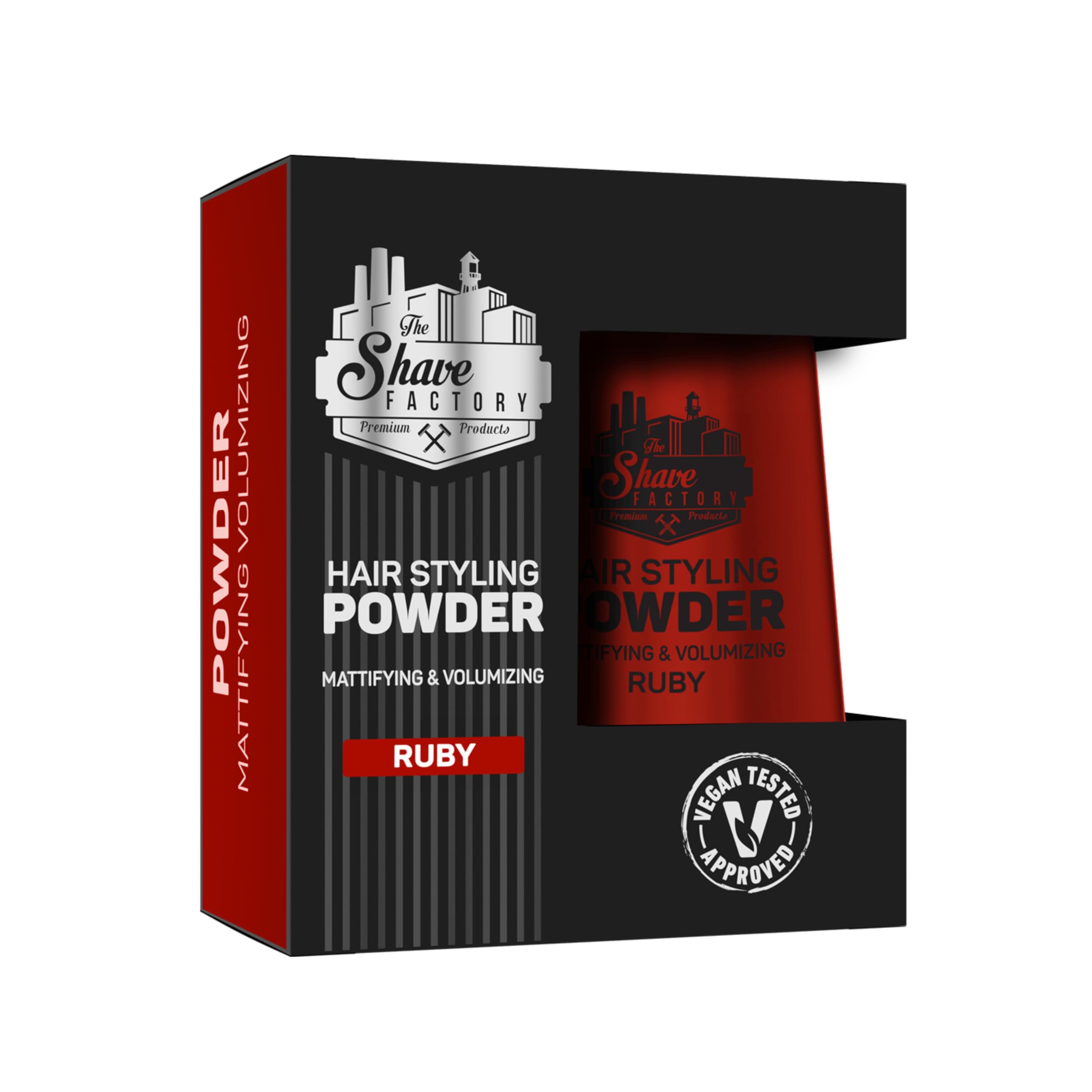 The Shave Factory Hair Styling Powder - Mattifying & Volumizing for unparalleled Texture, Volume and Matte Finish - Perfect for Every Look and Hair Type (20g, Ruby)