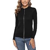Youngull Zip Front Jacket for Women Casual Lightweight Cardigan Zip Up Sweater Tops Long Sleeve Knitted Sweatshirts