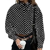 Tankaneo Womens Zip Up Cropped Jackets Polka Dot Oversized Jackets Spring Lightweight Trendy Casual Coats