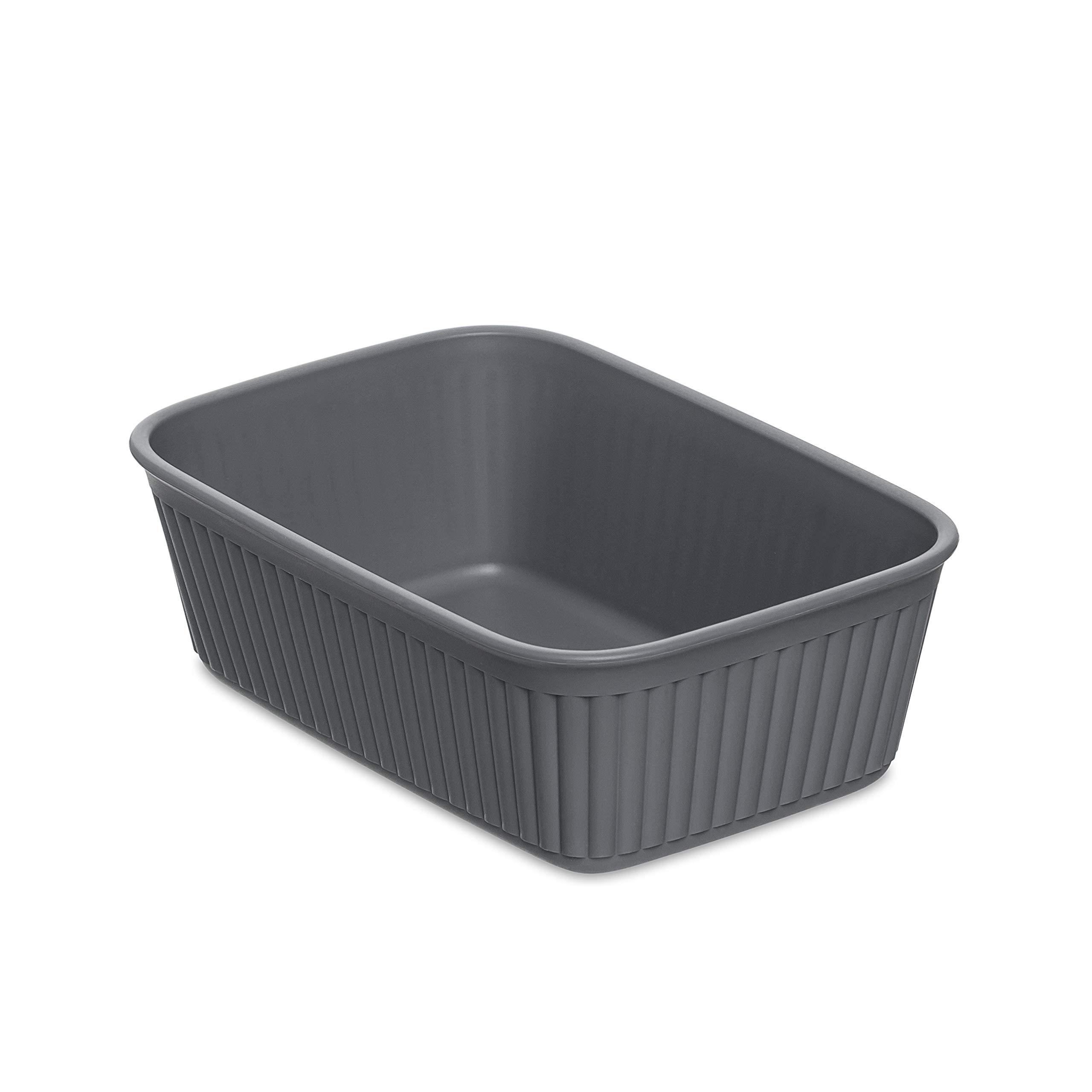 TATAY Plastic Storage Basket A6 Baobab | Drawer Organiser | Elegant Functional Design | Home & Office Organisation | Recycled BPA-Free Plastic | 11.3x17x5.6 cm, Grey — image 1