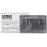 STMNT Grooming Goods Hair & Body Cleansing Bar, 4.4 oz | SLS/SLES Sulfates Free | Moisturizing Formula w/Activated Charcoal | Travel Friendly