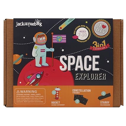 jackinthebox Space Themed Craft Kit Educational Toy Boys Girls | 3 Activities-in-1 Kit | Great Gift Kids Aged 7-10 Years Old | Learning Stem Toys
