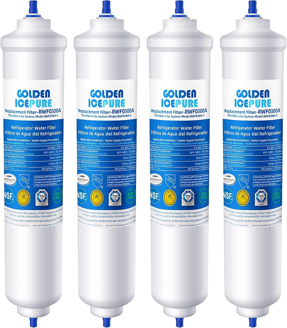 GOLDEN ICEPURE Refrigerator Water Filter for Samsung LG 4 Pack