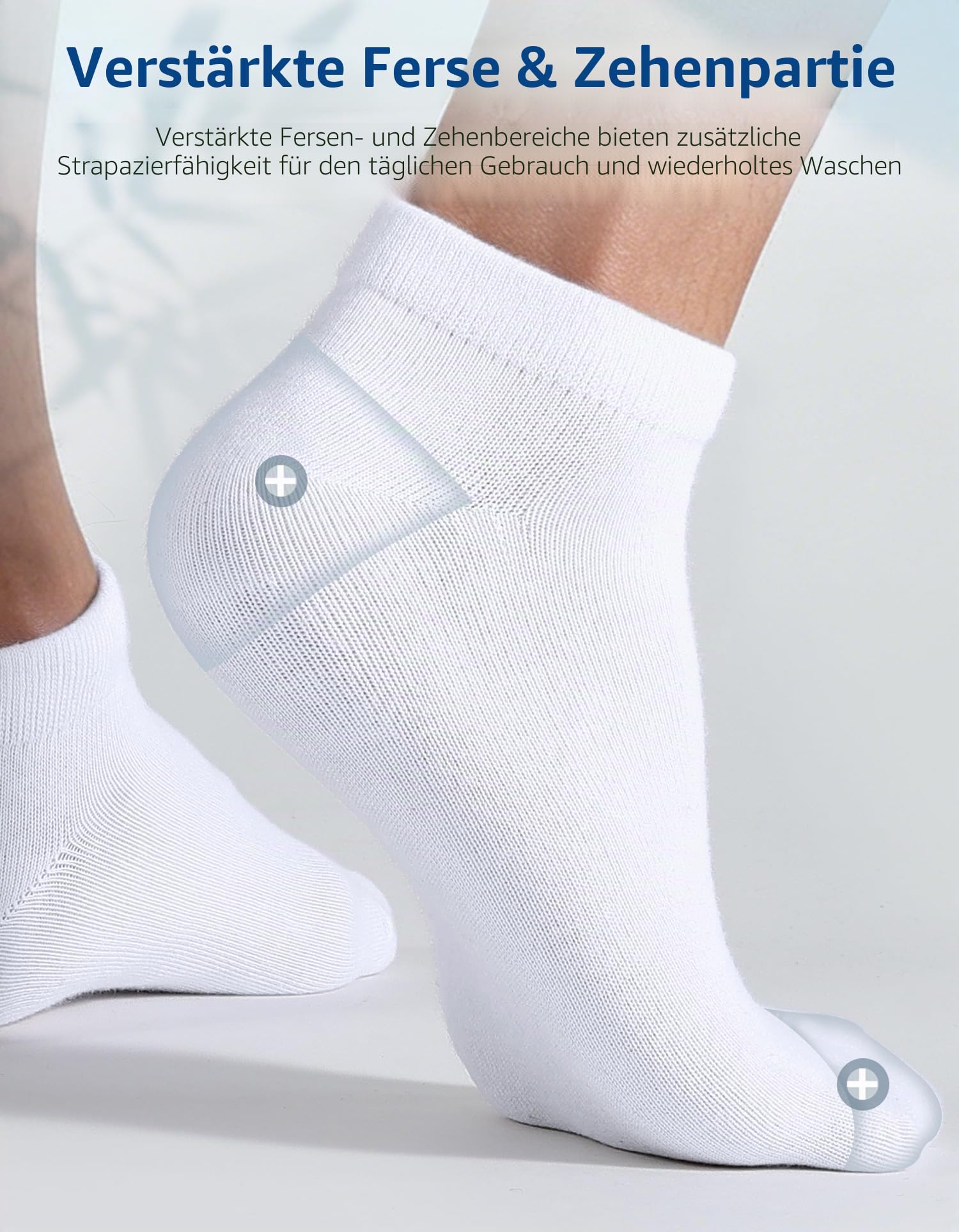 CLOSEMATE 6 Paar Herren & Damen kurze Bambussocken für Sneaker Gr. 43-46 4