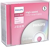 Philips DVD-RW Media 4.7GB 4x Speed Blank Discs Pack of 5