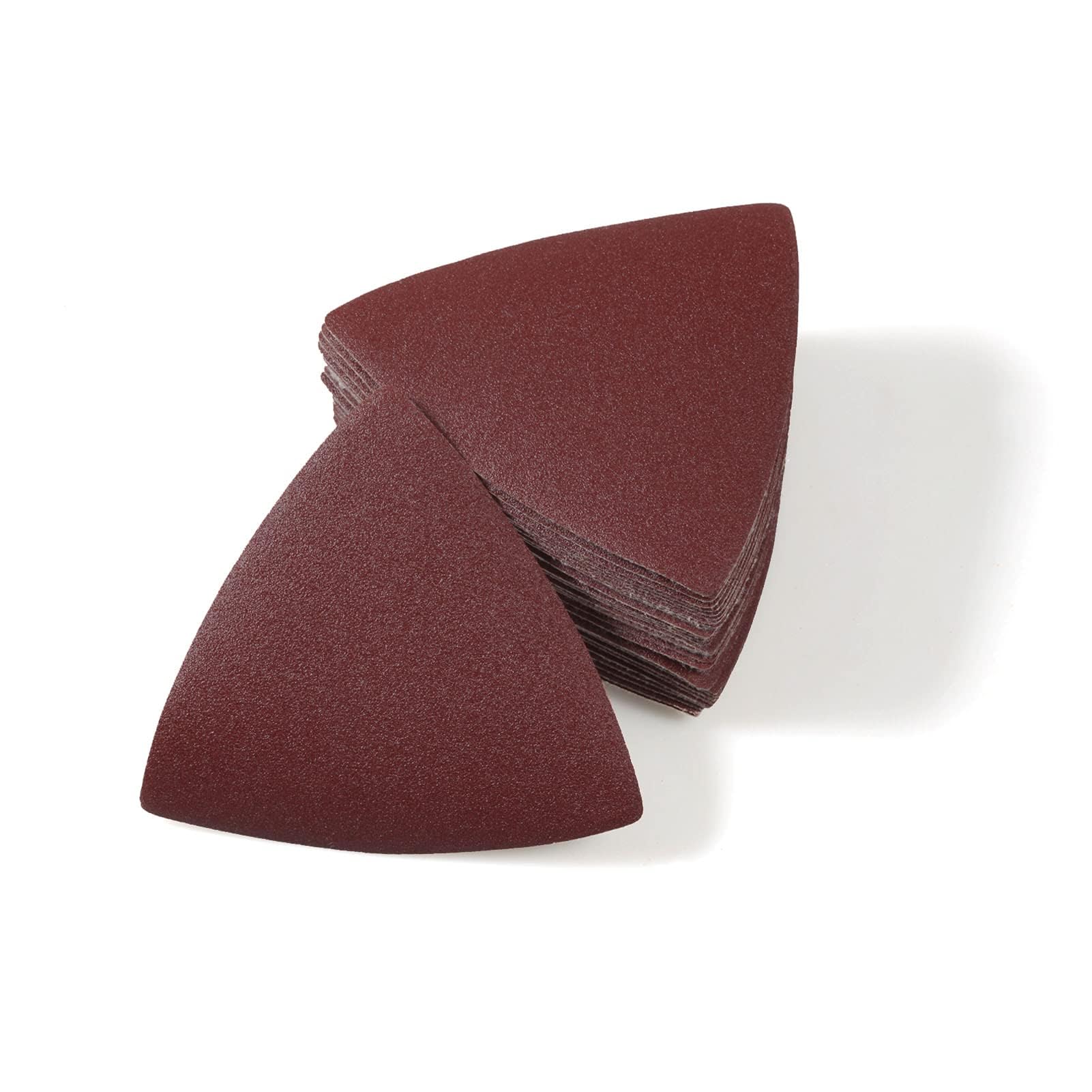 LEONTOOL 30 Pcs 3-1/8 Inch (80mm) Triangular Hook & Loop Oscillating Multitool Sanding Pads Triangle Sanding Pads 180 Grit No Hole Triangle Sandpaper Detail Sander Sandpaper for Wood Metal Polishing