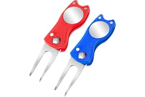 TAIKULA Foldable Golf Divot Repair Tool Golf Divot Tool with Magnetic Button Ball Marker Divot Tool and Ball Marker for Golfers