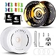 MAGICYOYO Pack of 2 Responsive Yoyos - N11 Black Golden Yoyo and K2 Snow White Fingerspin Yoyo for Kids Beginners, Dual Purpose Yoyos with Unresponsive Yoyo Bearings Kit, 2 Yoyo Bags, 12 Yoyo Strings
