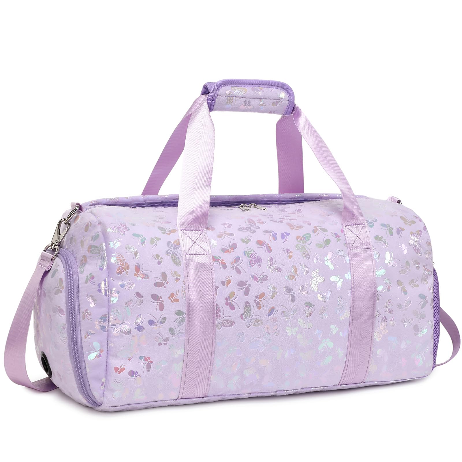 Plush Girls Travel Bag Kids Sports Bag for Girls Travel Duffles Girls Gymnastics Training Bag Girls Butterfly 25L Duffles Gym Bag