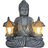 Dcmkimilv Buddha Outdoor Solar Figurine Decor Light, Meditation Small Elegant Garden Statues, Gifts for Mom, Halloween Décor Waterproof Patio Balcony Yard Lawn Ornament