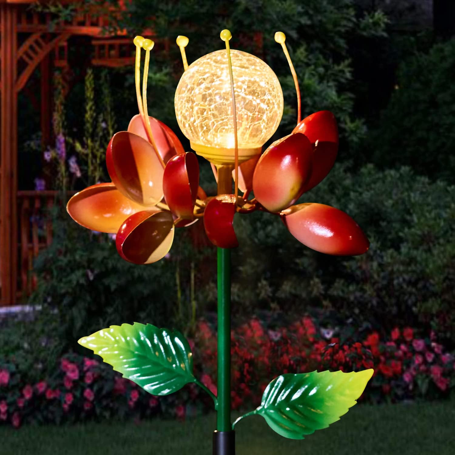 Decorative Garden Stakes - TSTGEE Solar Outdoor Lights Flower Solar Garden Stakes Metal Flower Spinner Yard Art Waterproof for Patio Pathway, Garden Decorations
