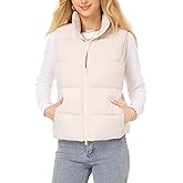 Fuinloth Women's Lightweight Puffer Vest, Water Repellent, 4 Pockets, Double Slider Zipper, Elastic Hem for Fall & Winter