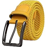 Falari Men Women Multicolored Elastic Stretch Braided Belt Canvas Fabric Woven No Holes Belt