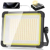 400W Solar LED Work Light32000LM Portable Rechargeable Magnetic Flood Light | Camping Light with 3 lighting modes, infinitely dimmable Function, IP66 waterproof protection and 32000MAh battery for garage
