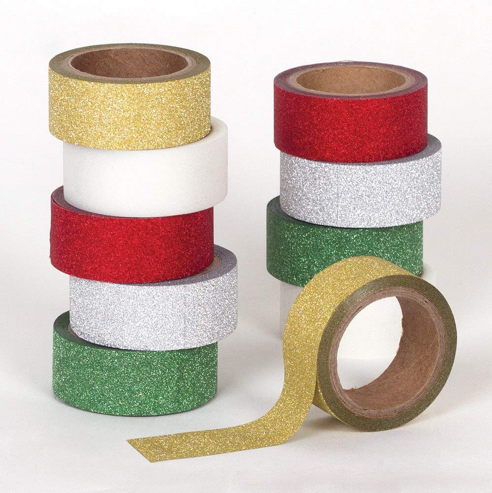 Baker Ross Christmas Glitter Tape (Pack of 10) - Festive Arts and Crafts