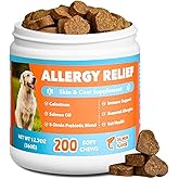 CeliAeh Dog Allergy Chews 200ct- Probiotics for Dogs with 5 Gut Digestive Enzymes,Colostrum- Dog Allergy Itch Relief for Hot Spots Ears Paw Licking, Skin & Coat Seasonal Allergies lmmune Support