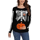 TMSD Women's Halloween Maternity Shirt Skeleton Baby Pregnancy Shirt