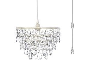 gypsy color The Original Brink House Plug-in 1 Light Crystal White Hanging Swag Dome Chandelier H10”xW11.5”, White Metal Frame with Five Tiers of Acrylic Crystals That Sparkle Just Like Glass