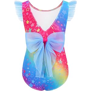 Aolliya Girls One Piece Swimsuit Cute V-Back Swimwear Ruffled Bathing Suit | Cute Summer Beach Pool Swimwear for Little Girls