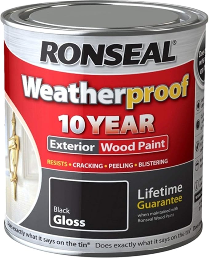2X750ml Weatherproof 10 Year Exterior Wood Paint Gloss Black Amazon.co.uk DIY & Tools