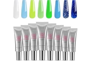 Arousar Poly Nail Gel Set, 8 Fall Colors White Green Blue Nail Extension Gel for Beginners Professional, Builder Nail Gel Thanksgiving Day & Halloween DIY Design Nail Art Salon at Home