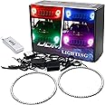 iJDMTOY 7-Color RGB LED Halo Ring Lighting Kit Compatible with Compatible with Jeep 2015-up Renegade, 2007-2014 Toyota FJ Cruiser Front Road Illuminating Light Retrofit w/Adjustable Setting