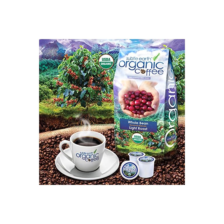 Subtle Earth Organic Coffee Light Roast Whole Bean Coffee 100