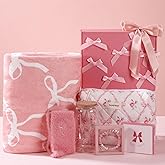 Didaey 10 Pcs Pink Bow Gift Baskets for Teen Girls Women Valentines Galentines Gifts Pink Coquette Soft Blanket Teen Girl Birthday Box Gift for Her, Sister Friend Women 16th 18th 21st Box Set