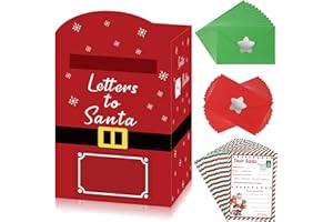 Gersoniel Christmas Mailbox Letters to Santa Kit Xmas Mailbox 24 Set Envelopes Santa Letters Star Stickers Cardboard DIY North Pole Delivery for Home Classroom Holiday Wish List (Classic)