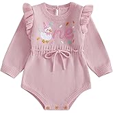 Xnqiwq Baby Girl 1st Birthday Outfit One Silly Goose Sweater Romper Ruffle Long Sleeve Knit Bodysuit Cake Smash Clothes