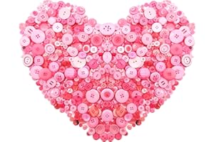 QOVYDX 600-700Pcs Pink Buttons for Crafts Bulk Assorted Button Pink for Crafting Pink Craft Buttons for Arts, DIY Craft, Decor