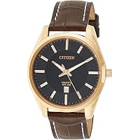Amazon.com: Citizen Men's Eco-Drive Corso Classic Watch in Gold-tone  Stainless Steel with Brown Leather strap, Black Dial, 44mm (Model: BU2013- 08E) : Clothing, Shoes & Jewelry