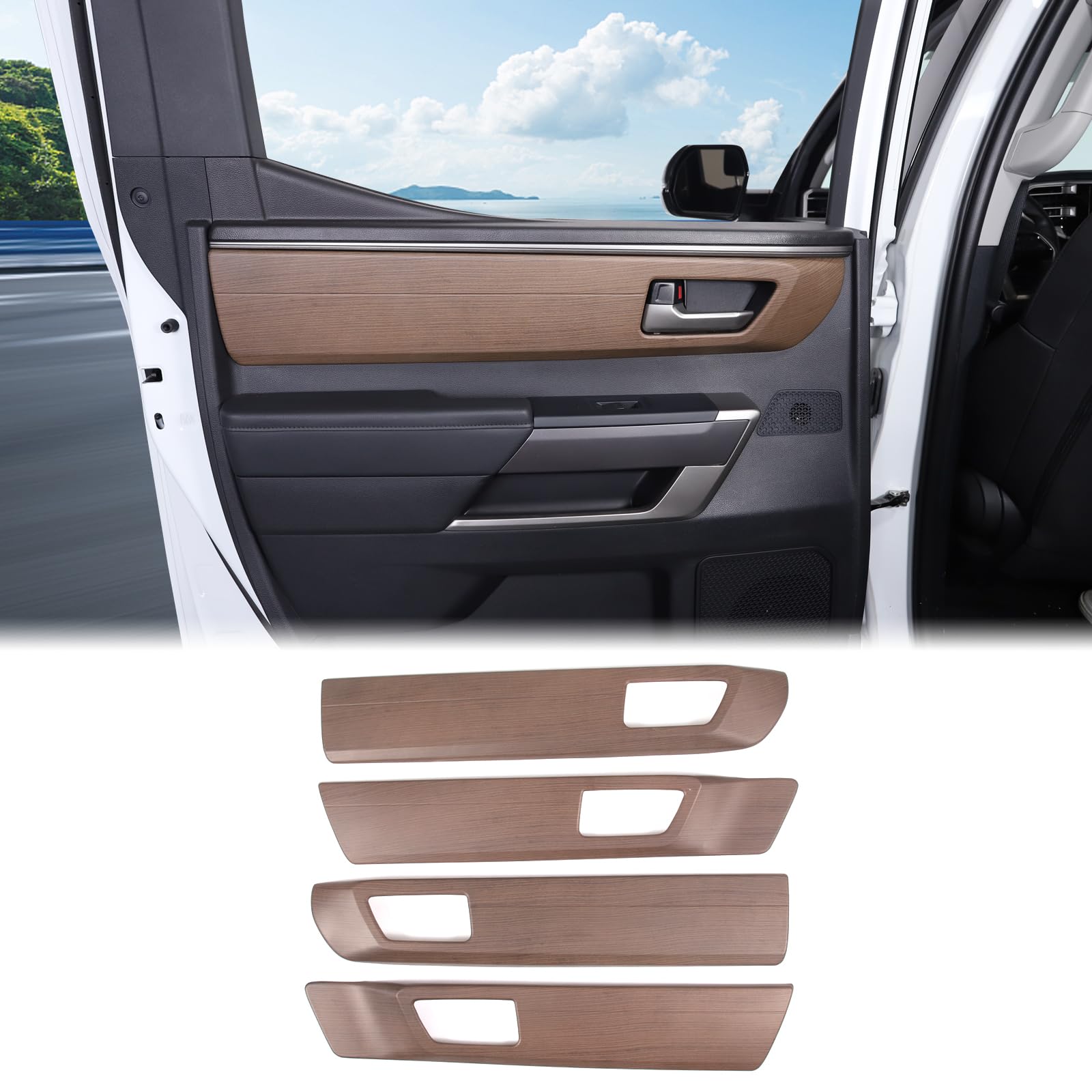 Photo 1 of ***VERY USED*** Aunginsy 4Pcs Inner Door Handle Panel Cover Trim Compatible with Toyota Tundra 2022 2023 2024 2025, Car Front Rear Door Handle Panel Protection Frame Decorative Sticker Look Interior ABS Accessories