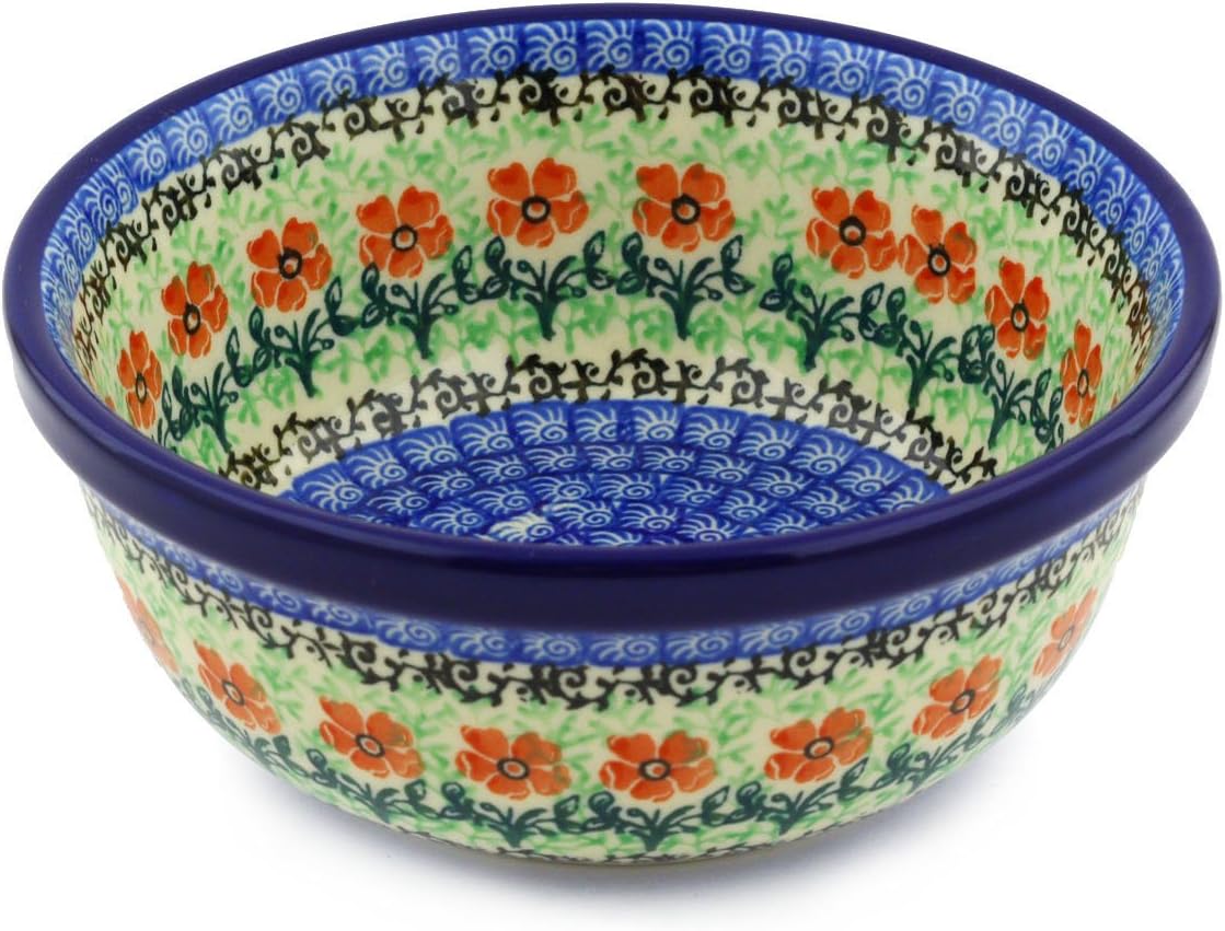 Polish Pottery 6¼-inch Bowl made by Ceramika Artystyczna (Maraschino Theme) + Certificate of Authenticity