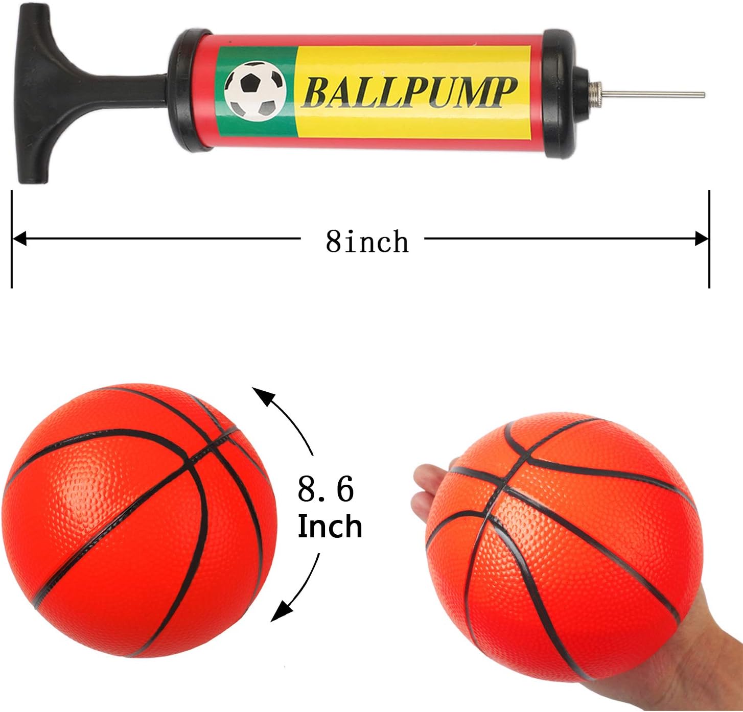 Berauscht 8.6 Inch Mini Basketball, 6PCS Pool Basketball Replacement Mini Toy Basketball Mini Rubber Basketball Mini Pool Basketballs Ball Hoop Basketball for Toddlers Kids Teenagers: Toys & Games