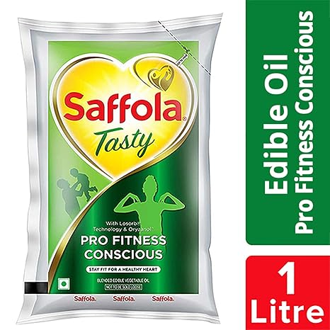 Saffola Tasty, Pro Fitness Conscious Edible Oil, Pouch, 1 L