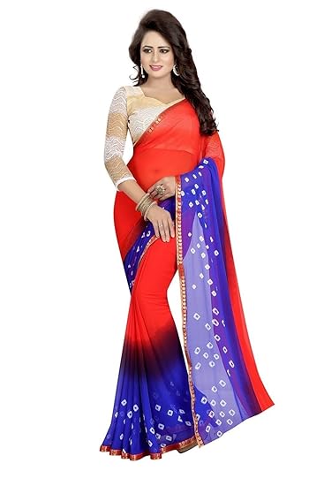Navabi Export Georgette Saree With Blouse Piece (Fws1381_Red_Free Size)