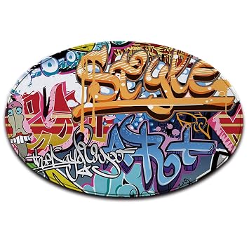 Amazon De Lb Graffiti Blau Weiss Rot Rutschfest Maschinenwaschbar