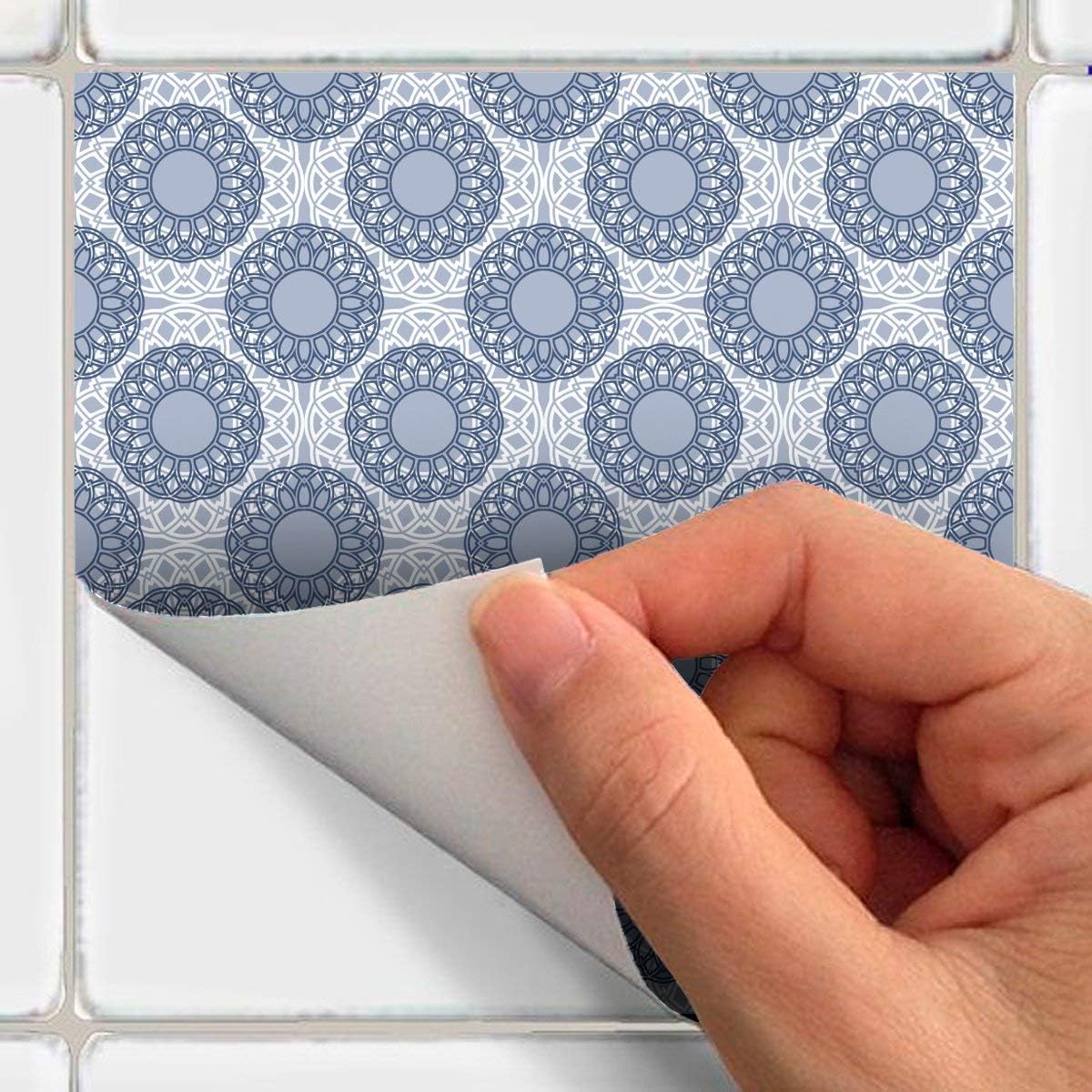 Ambiance Sticker Self-Adhesive Decorative Wall Decal Cement Tile for Bathroom and Kitchen Arctique - Pack of 9 Stickers of 20 x 20 cm - Image 5