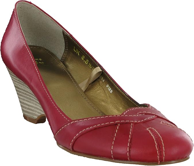 Marks & Spencer M&S Leather Red Wedge Dress Casual Sandals Womens Shoes