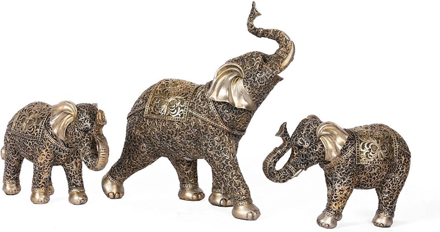 Amazon Com Aapnocraft Large Elephant Statue Antique Mother Baby Sculpture Trunk Up Lucky Elephant Figurine Resin Animal Decor Home Kitchen